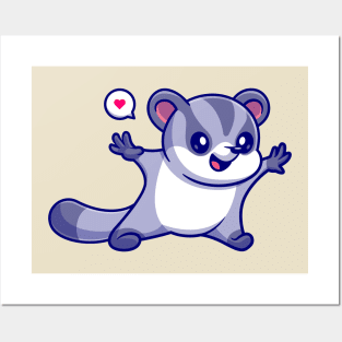 Cute Sugar Glider Cartoon Posters and Art